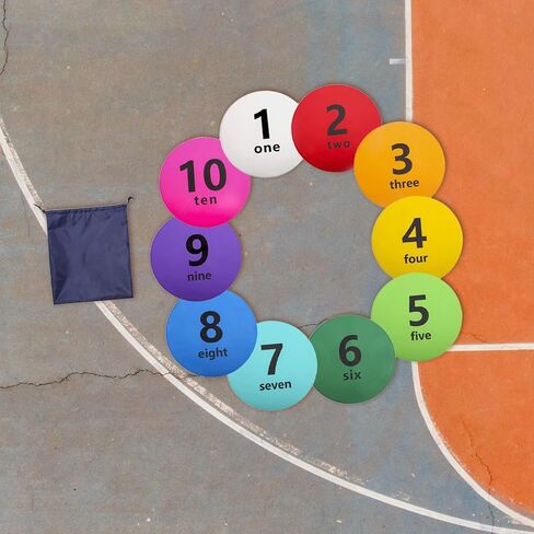 10 Pieces Football Yard Markers Numbered Markers Fitness Agility Training Flat Floor Spots Anti Slip PVC Material Suitable for Classroom Sports Games in Kuwait