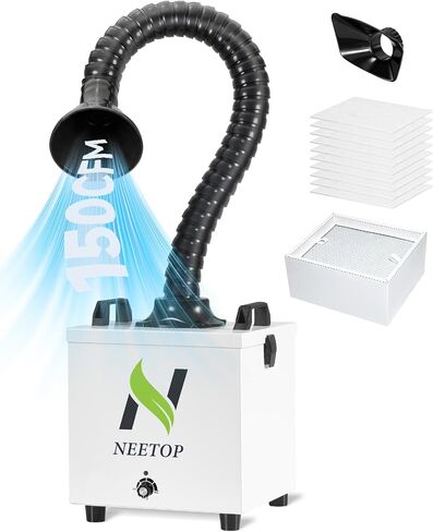 Solder Fume Extractor, 168m³/h Adjustable Suction Smoke Absorber with H13 HEPA, 99.99% Purification Compact Desktop Fume Extractor with Flexible Hose for DIY Soldering Electronic Repair in Kuwait