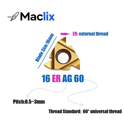 10PCS 16ER AG60 CNC Lathe Indexable Threading Carbide Turning Insert Blade in Saudi Arabia