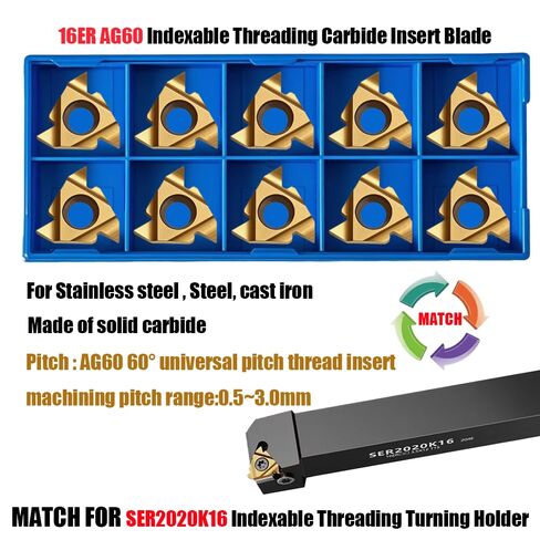 10PCS 16ER AG60 CNC Lathe Indexable Threading Carbide Turning Insert Blade in Saudi Arabia