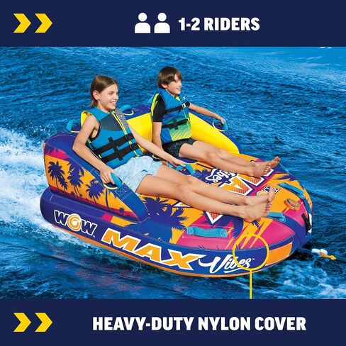 WOW Sports Max Vibes Tropic Rush Towable Tube - 1-2 Riders - for Boating - Youth & Adults in Kuwait