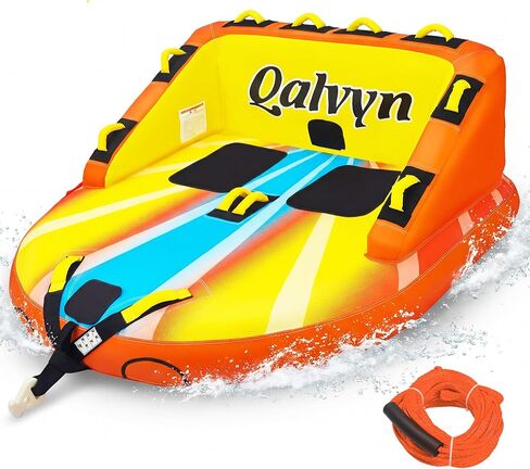 1-3 Person Inflatable Towable Tubes for Boating – Heavy-Duty Nylon Cover, EVA Foam Pads, Dual Tow Points for Easy Pulling, Patented Speed Valve for Quick Setup in Kuwait