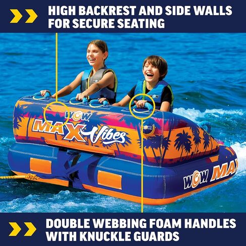 WOW Sports Max Vibes Tropic Rush Towable Tube - 1-2 Riders - for Boating - Youth & Adults in Kuwait