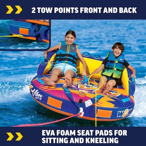 WOW Sports Max Vibes Tropic Rush Towable Tube - 1-2 Riders - for Boating - Youth & Adults in Kuwait