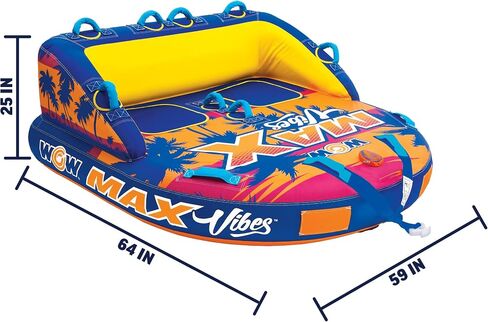 WOW Sports Max Vibes Tropic Rush Towable Tube - 1-2 Riders - for Boating - Youth & Adults in Kuwait