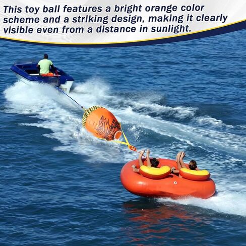 Silipull Towable Booster Ball with 60 ft Tow Rope, 4100 lb Break Strength, Inflatable Towable Tube Ball with Rope Float for Boating, Water Sports, Tubing & Speedboats, Orange in Kuwait