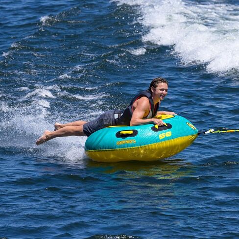 O'Brien LeTube Towable Tube – 1 Person Donut-Style Inflatable Water Tube for Boating, Lake, and Watersports – 56" Durable PVC & Nylon Cover with Lightning Valve and Quick Connect Tow Hook in Kuwait