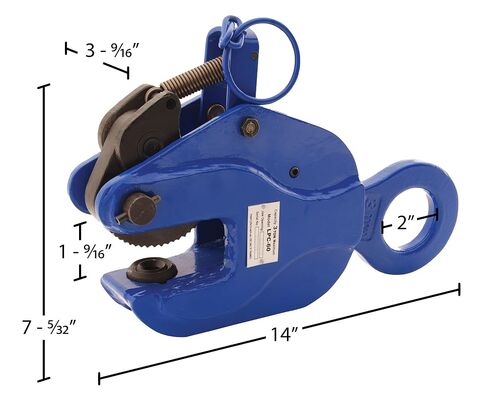 Vestil LPC-60 مشبك لوحة قفل إيجابي عمودي من الفولاذ 15 بوصة. × 4 بوصة. × 8 بوصة. 6000 رطل. القدرة الزرقاء in Kuwait