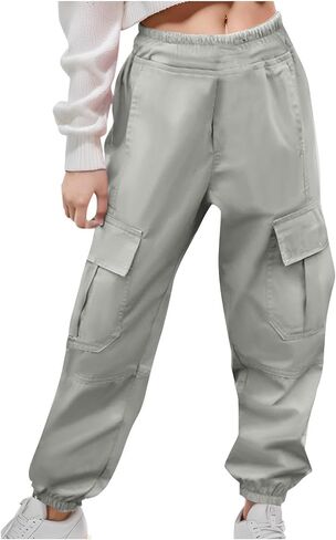 Ctreela Cargo Pants for Girls High Waisted Joggers Pant Casual Light Workout Hiking Trousers Unisex in Kuwait