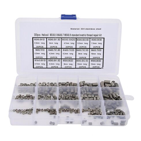 300Pcs M3x0.5/M4x0.7/M5x0.8 Wire Screw Threaded Insert Stainless Steel Threaded Bushing Sleeve Helicoil Thread Repairing Tool Nicely in Kuwait