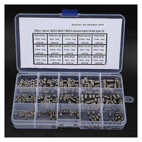 300Pcs M3x0.5/M4x0.7/M5x0.8 Wire Screw Threaded Insert Stainless Steel Threaded Bushing Sleeve Helicoil Thread Repairing Tool Nicely in Kuwait