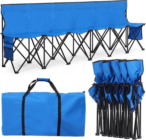 Wenqik 2 Pack Soccer Bench 6 مقاعد قابلة للطي مع ظهر وحقيبة حمل، إعداد سريع محمول قابل للطي كرسي فريق لكرة القدم البيسبول الأحداث الخارجية فريق رياضي تخييم سفر (أحمر، كلاسيكي) in Kuwait