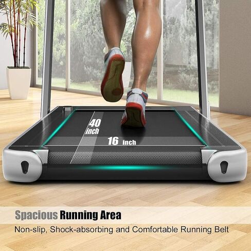 جهاز مشي Goplus 2 في 1 قابل للطي مع شاشة عرض مزدوجة، جهاز مشي كهربائي Superfit بقوة 2.25 حصان تحت المكتب، بدون تركيب، مكبر صوت ذو أسنان زرقاء، تحكم في التطبيق، جهاز تحكم عن بعد، المشي والركض للمنزل in Kuwait