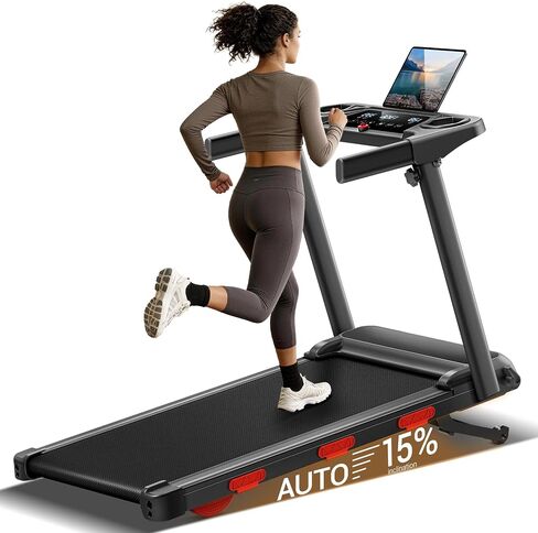 LONTEK 15% Auto Incline Treadmills for Home, 10S Folds Away Portable Treadmill with Led Screen & Handle Bar Up to 300LBS Capacity, 3.0HP 7-Layer Shock-Absorbing Walking Pad Treadmill 0.6-7.2MPH in Kuwait