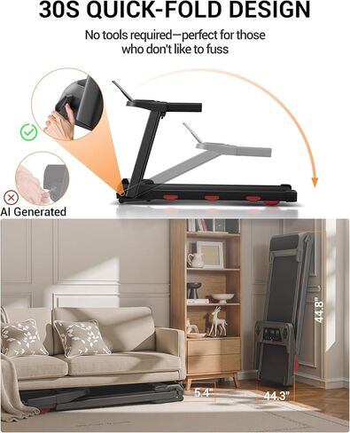 LONTEK 15% Auto Incline Treadmills for Home, 10S Folds Away Portable Treadmill with Led Screen & Handle Bar Up to 300LBS Capacity, 3.0HP 7-Layer Shock-Absorbing Walking Pad Treadmill 0.6-7.2MPH in Kuwait