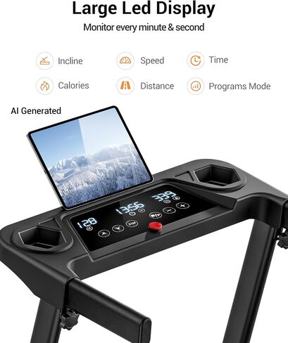 LONTEK 15% Auto Incline Treadmills for Home, 10S Folds Away Portable Treadmill with Led Screen & Handle Bar Up to 300LBS Capacity, 3.0HP 7-Layer Shock-Absorbing Walking Pad Treadmill 0.6-7.2MPH in Kuwait