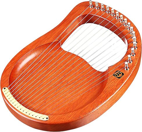 Walter.t 16-String Wooden Lyre Harp Metal Strings Mahogany Solid Wood String Instrument with Carry Bag Tuning Wrench Cleaning Cloth Strings WH16 with Carry Bag in Kuwait