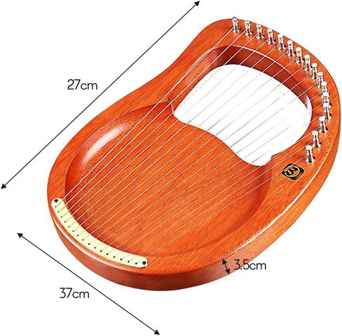 Walter.t 16-String Wooden Lyre Harp Metal Strings Mahogany Solid Wood String Instrument with Carry Bag Tuning Wrench Cleaning Cloth Strings WH16 with Carry Bag in Kuwait