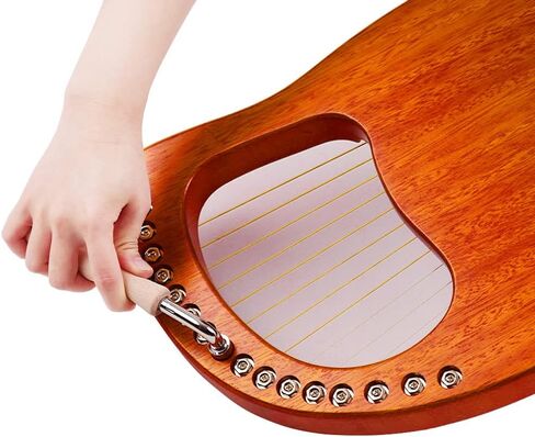 Walter.t 16-String Wooden Lyre Harp Metal Strings Mahogany Solid Wood String Instrument with Carry Bag Tuning Wrench Cleaning Cloth Strings WH16 with Carry Bag in Kuwait
