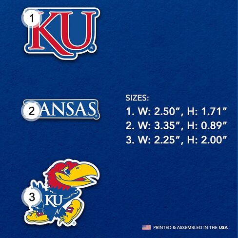 مغناطيس أكريليك من جامعة صبار الصحراء كانساس، 3 عبوات، تصميم زخرفي KU Jayhawks مرخص رسميًا (مجموعة المغناطيس A) in Kuwait