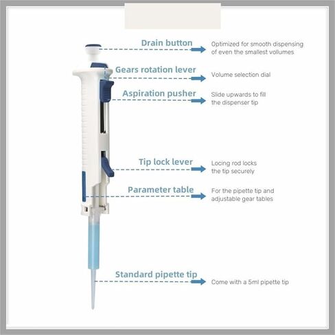 Pipette, Pipette, Continuous Dispenser Laboratory Adjustable Manual with Tip 5ml in Saudi Arabia