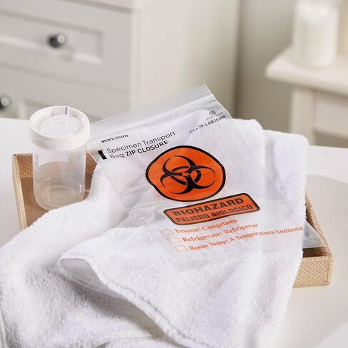 McKesson Specimen Transport Bag, Biohazard, Zip Closure, 2 mil Thickness, 6 in x 9 in, 100 Count in Saudi Arabia