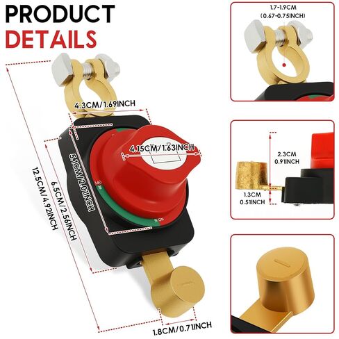 2 PCS Battery Disconnect Switch 12V-48V 275A, Waterproof Master Battery Cut Off Isolator Switch for Marine, Boat, RV, ATV, Car, Truck in Kuwait