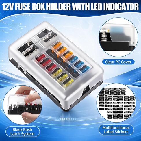 مجموعة Tellegloww Combo Kit 275a مفتاح قطع قطع البطارية وكتلة مصهر مقاومة للماء LED 12 طريقة، مجموعة كهربائية بحرية 12-48 فولت تيار مستمر مع صمامات وأجهزة تثبيت للمركبات الترفيهية والقوارب والتخييم والشاحنات والمقطورة in Kuwait