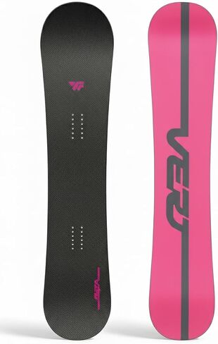 لوح التزلج Vert Carbon Stealth - قلب من خشب الحور مع سترينجر من ألياف الكربون - لوح حر لجميع الجبال - سطح علوي برسومات كربونية ممتازة وقاعدة وردية لافتة للنظر in Kuwait
