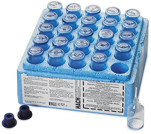 أمبولات Hach Ozone AccuVac®، MR، (عبوة من 25 قطعة)، اختبار الأوزون، كواشف جودة المياه، قياس موثوق للأوزون، حزمة اختبار الأوزون الملائمة، 2517025 in Kuwait