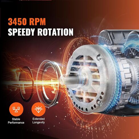 VEVOR 5HP Air Compressor Electric Motor, 230V 25 Amps, 56HZ Frame 3450RPM, 7/8" Keyed Shaft, 2.25" Shaft Length, Single Phase, CCW/CW (Factory Setting is CCW) in Saudi Arabia