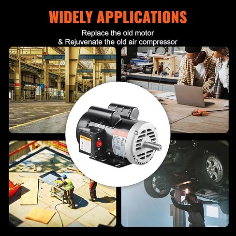 VEVOR 5HP Air Compressor Electric Motor, 230V 25 Amps, 56HZ Frame 3450RPM, 7/8" Keyed Shaft, 2.25" Shaft Length, Single Phase, CCW/CW (Factory Setting is CCW) in Saudi Arabia