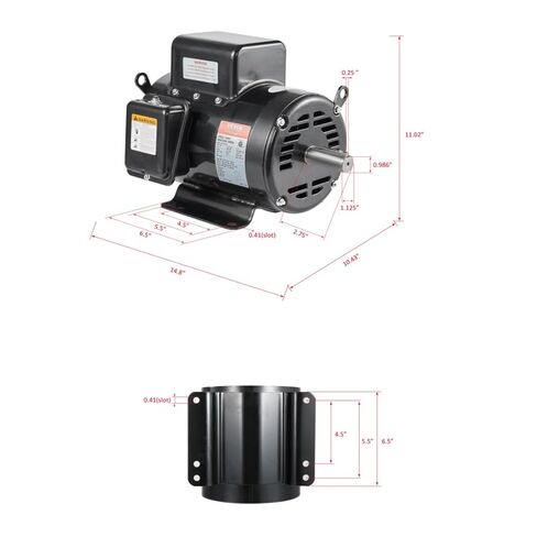 VEVOR 5HP Air Compressor Electric Motor, 230V 25 Amps, 56HZ Frame 3450RPM, 7/8" Keyed Shaft, 2.25" Shaft Length, Single Phase, CCW/CW (Factory Setting is CCW) in Saudi Arabia