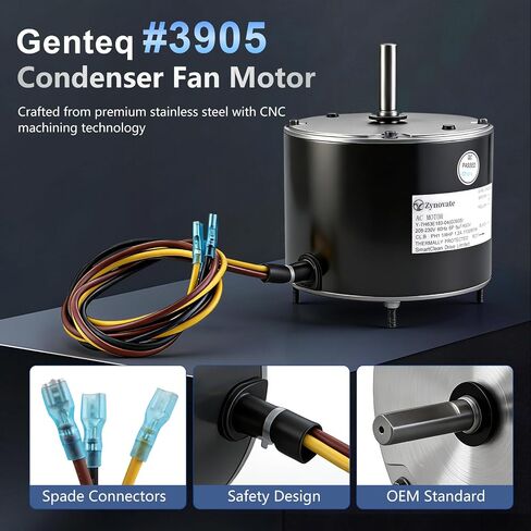 Condenser Fan Motor 1/4 HP 1100 RPM 208-230V, Replaces Motor 5KCP39EGS070S, Genteq 3905 G3905 GE3905, Carrier Bryant Payne HC39GE237A HC39GE234A HC39GE236A, Dayton 6DLL0, OEM Part Number 5KCP39EGY823S in Kuwait