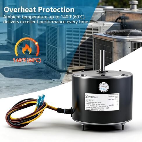 Condenser Fan Motor 1/4 HP 1100 RPM 208-230V, Replaces Motor 5KCP39EGS070S, Genteq 3905 G3905 GE3905, Carrier Bryant Payne HC39GE237A HC39GE234A HC39GE236A, Dayton 6DLL0, OEM Part Number 5KCP39EGY823S in Kuwait