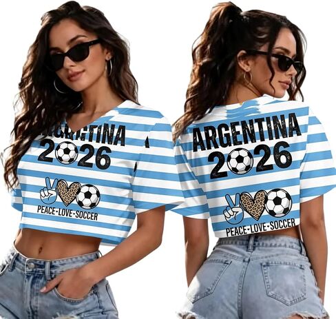 كأس العالم لكرة القدم قمصان 2026 المرأة قصيرة الأكمام Y2k المحاصيل القمم USA المكسيك جيرسي تنفس كرة القدم الجرافيك تيز in Kuwait