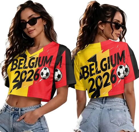 كأس العالم لكرة القدم قمصان 2026 المرأة قصيرة الأكمام Y2k المحاصيل القمم USA المكسيك جيرسي تنفس كرة القدم الجرافيك تيز in Kuwait