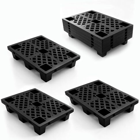 6 Pcs 23.6x15.7x3.9 in Plastic Pallets | Breathable Interlocking Grid Ventilation Pallet, Lightweight Waterproof Floor Pallets, for Basement, Garage, Kitchen in Kuwait