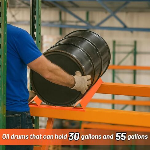Zonon Pallet Rack Drum Cradle, 43 x 20-3/4 Inch Steel Cradle for 30 and 55 Gallon Drums, Fits 42 Inch Standard Pallet Industrial Storage Racks, Orange in Kuwait