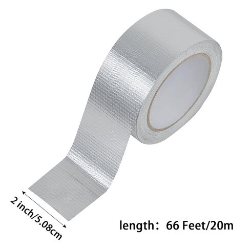 Aluminum Foil Tape - 2 Inch X 66 Feet, 5.91 Mil Thick Fiberglass Reinforced High Temperature Heat Shield Tape for HVAC, Hose and Auto Use in Kuwait