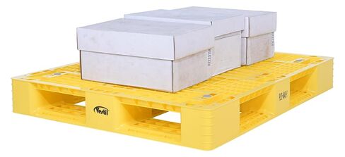 Vestil PLP2-4840-YELLOW High Density Polyethylene Pallet 39-3/8 In. x 47-3/8 In. x 6 In. 8000 Lb. Capacity Yellow in Kuwait