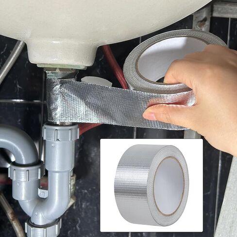 Aluminum Foil Tape - 2 Inch X 66 Feet, 5.91 Mil Thick Fiberglass Reinforced High Temperature Heat Shield Tape for HVAC, Hose and Auto Use in Kuwait
