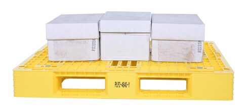Vestil PLP2-4840-YELLOW High Density Polyethylene Pallet 39-3/8 In. x 47-3/8 In. x 6 In. 8000 Lb. Capacity Yellow in Kuwait