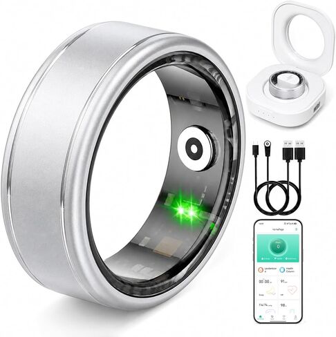 Smart Ring for Women & Men, IP68 Waterproof Fitness Tracker Ring with Heart Rate, Blood Oxygen & Sleep Monitor, Health Tracker Ring Compatible with iOS & Android, No Subscription Fee in Kuwait