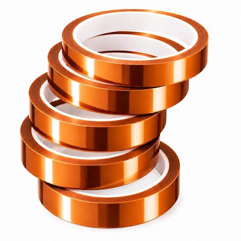 5 Rolls 10mm x33m(108FT) Sublimation Tape, High Temperature Heat Resistant Polyimide Tape, Heat Transfer Tape, No Residue Kapton Tape for Electronics,Soldering,PCB,3D Printing,Heat Vinyl Press,Thermal in Kuwait