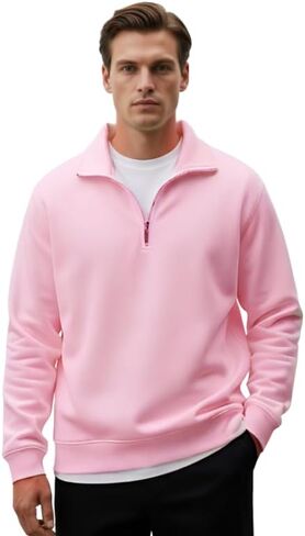 Mens Quarter Zip Pullover Comfort Soft Sweater Sweatshirt for Men 1/4 Zip Pullover Mens Sweaters in Kuwait