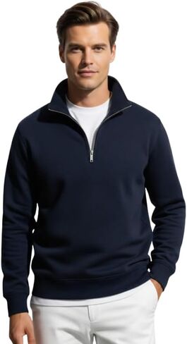 Mens Quarter Zip Pullover Comfort Soft Sweater Sweatshirt for Men 1/4 Zip Pullover Mens Sweaters in Kuwait