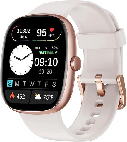 Fitness Tracker with Call Function, 1.85" Fitness Watch for Women and Men, 24/7 Heart Rate & Blood Oxygen Monitor, Sleep Tracker, 100+ Sport Modes, IP68 Waterproof (Starlight) in Kuwait
