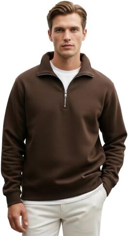 Mens Quarter Zip Pullover Comfort Soft Sweater Sweatshirt for Men 1/4 Zip Pullover Mens Sweaters in Kuwait