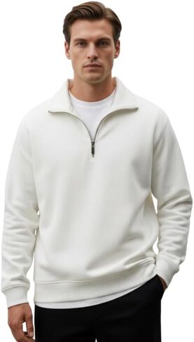 Mens Quarter Zip Pullover Comfort Soft Sweater Sweatshirt for Men 1/4 Zip Pullover Mens Sweaters in Kuwait